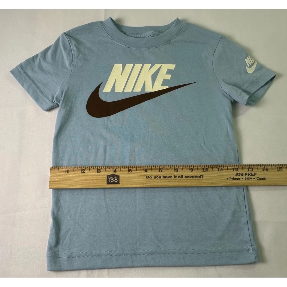 Nike‎ T-Shirt Kids Size XS (4) Blue Graphic Logo The Nike Tee 3-4 Years
